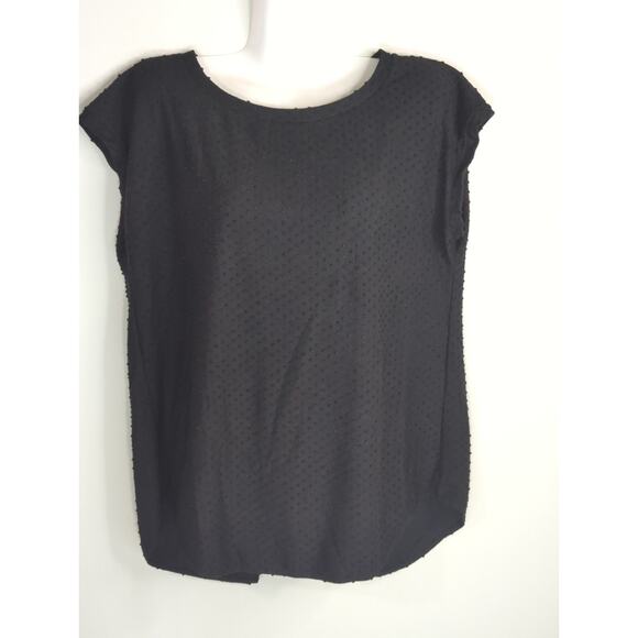 Aritzia Wilfred Black Swiss Dot Anvers Slit Back Cap Sleeve Top Womens Medium - Picture 3 of 10